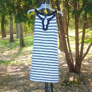 WHITE HOUSE BLACK MARKET 90% RAYON,Black and White Striped Dress SZ XS